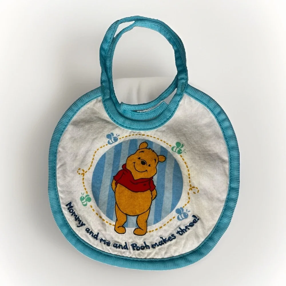 Vintage 1998 Winnie the Pooh‎ Baby Bibs Lot of 2 Mommy Daddy The First Years
